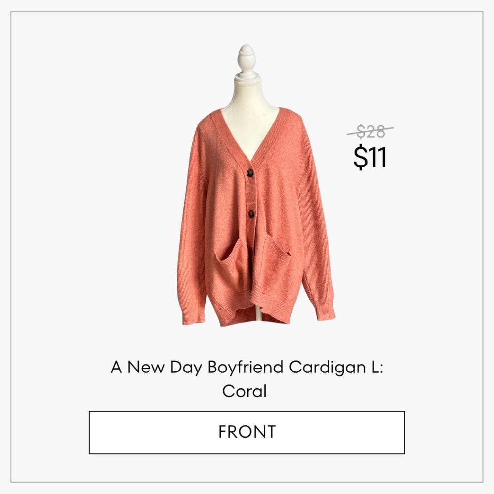 A New Day Boyfriend Cardigan L: Coral